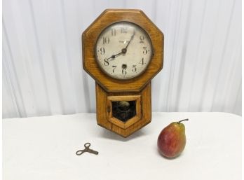 Antique Maple Clock Made By Waterbury Clock Co. In Working Order
