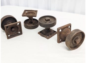 An Interesting Set Of Industrial Cast Iron Caster