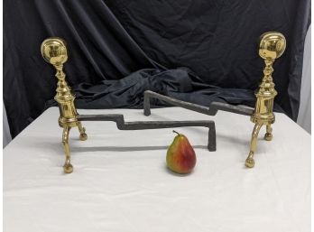 Antique Early 19th Century Brass Andiron Pair #3 Of 4