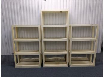 Vintage White Plastic Stackable Shelves That Easily Break Down