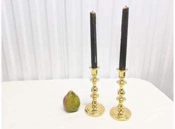 Brass Baldwin Candlestick Holder With Candle Sticks Pair #3 Of 3