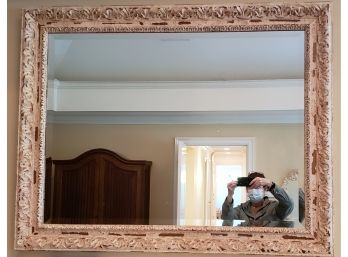 Lovely White Washed Antique Style Mirror With Scroll Design