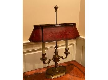 Vintage Brass Bouillotte Table Lamp With Two Arms