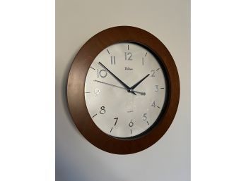 Waltham Circular Modernist Walnut Wall Clock