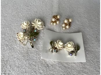 Vintage Jewelry Including Brooch & Earrings Never Worn