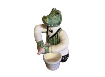 Majolica Alligator Sommelier Statuette