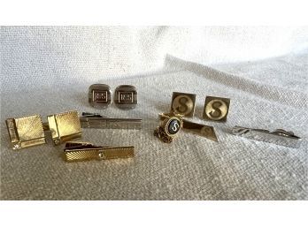 Three Vintage Tie Clip & Cufflink Combinations, Tie Pin & Clip - Including Anson & Swank