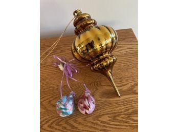 Trio Of Blown Glass Ornaments