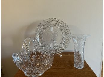 Trio Of Heavy Glass Items