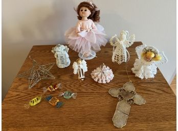 Grouping Of Ornaments & 'Ginny' Doll