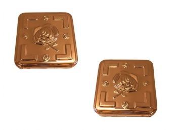 Pair Of Copper Tins With Rose Motif