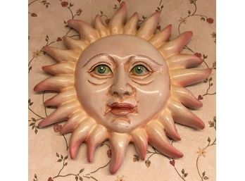 Vintage Hand-Painted Chalkware Sun Wall Hanging