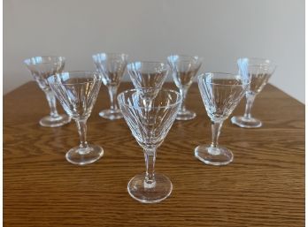 Set Of Eight Cut Crystal Cordial Glasses