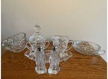 Collection Of Press Cut Glass Serving Ware