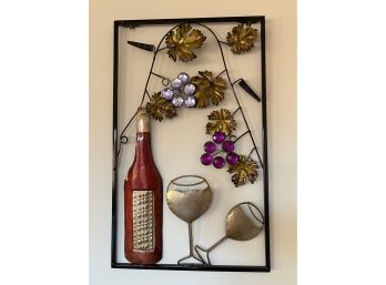 Enameled Metal Wine Themed Wall Hanging