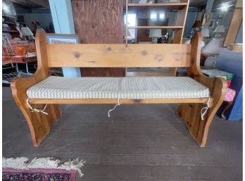 Vintage Wooden Entryway Bench With Cushion
