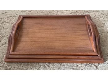 Vintage Dolphin Genuine Teak Wood Nesting Trays - Set Of 3