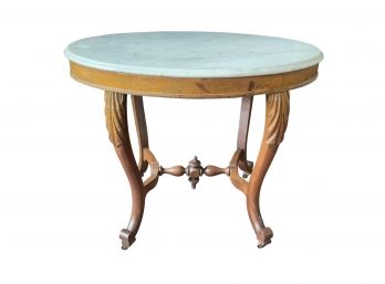 Vintage Marble Topped Accent Table W/ Castors