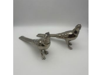 Vintage Pheasant Salt And Pepper Shakers, Chrome - Made In USA