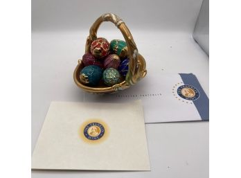 The Franklin Mint Spring Egg Basket By The House Of Faberge  - W/ Documentation - Complete Spring Set