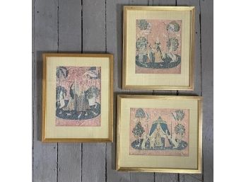 Medieval Style Prints Of The Lady And The Unicorn Tapestries Set Of 3