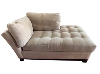 Large Beige Micro Suede Chaise With Cushions