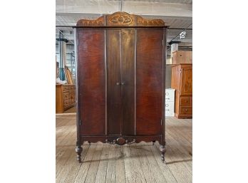 Antique Chifforobe Ladies Wardrobe With Ornate Wood Carved Details