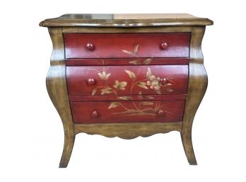 Colorful Two Toned Bedside Table With 3 Drawers, Rustic Painted Accents