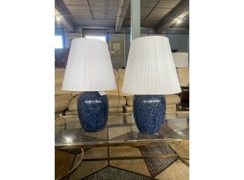 Vintage Ceramic Base Lamps, Pair Of 2