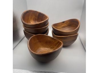 Crate And Barrel ACACIA Wood Bowl Set - 6 Pieces - Each A Unique Piece!