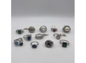 Exciting Assortment Of Costume Jewelry Rings, Variety Of Styles And Aesthetics - Lot Of 9 Pieces