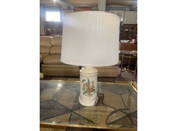 Vintage UL Porcelain Base Lamp With Gorgeous Enameled Butterfly And Floral Scene