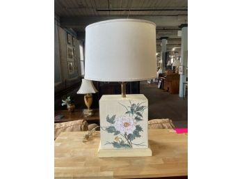 Vintage Ethan Allen Table Lamp W/ Hand Painted Flowers