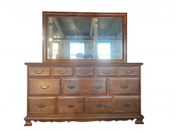Large Dresser With Attached Mirror