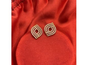 Sterling Silver Earrings, Braided Diamond Shape - Stamped 925, 3.8g