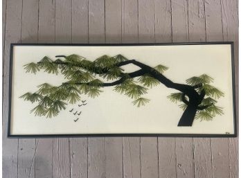 Vintage Chinoserie Embroidered Art, Tree And Branches