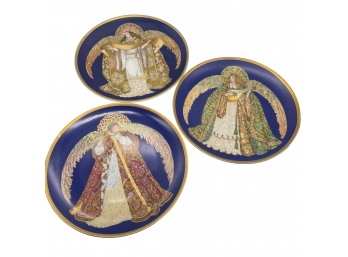1980s Decorative German Hutschenreuther Angel Plates By William Charlotte Hallett Limited Edition - Set Of 3