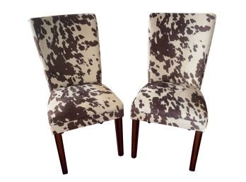 Unique Cow Print Accent Chairs, Pair Of 2