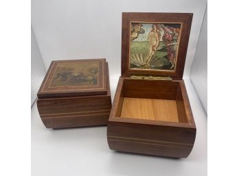 1970s Vintage European Music Boxes Made In Switzerland - Pair Of 2
