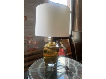 Vintage Side Table Lamp W Gold Toned Base - Each Side Is Unique