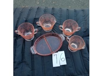 5 Piece Lot Of Pink DEPRESSION Glass