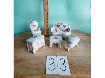 5 Piece (7 With Tops) Ceramic Porcelain Dollhouse Furniture - Shippable