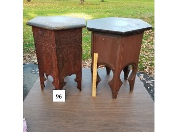 2 Moroccan Style Wood Side Tables