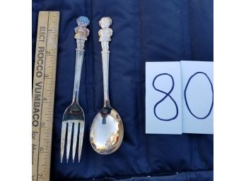 1982 Campbells Soup Girl Spoon And Fork - Silver-plate - Very Good - Shippable