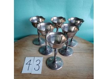 6 Silver-plate Scalop Rim Goblets 5.5' Tall - Farber Bros - Shippable