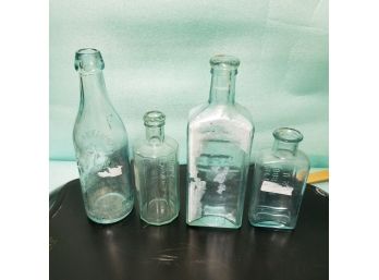 Lot Of 4 Medicine Bottles - Herman Fischer, Atwood Bitters, Hoods Sarsa, Whitemore Boston