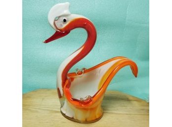 Beautiful 11' Murano Glass Art Goose Dish Display Holidays