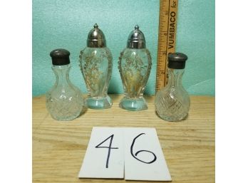 2 Sets Of Vintage Glass Salt Pepper Shakers - Shippable