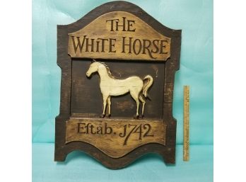 White Horse Pub Tavern Sign Plaque With Certificate Of Authentication - Blended Scotch Whiskey