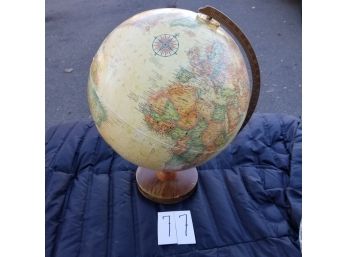 Vintage Replogle 12 Inch Diameter Globe On Wood Base